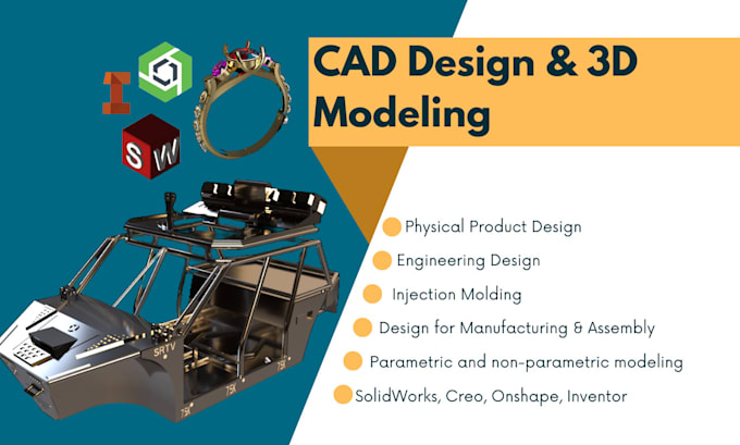 do cad design and 3d modeling using onshape and creo