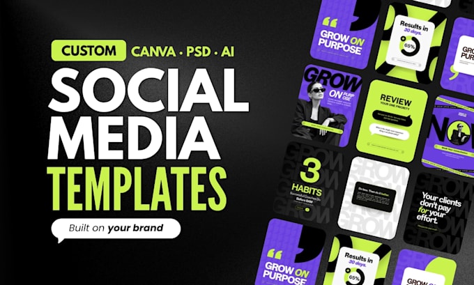 design custom social media templates in canva, PSD or ai