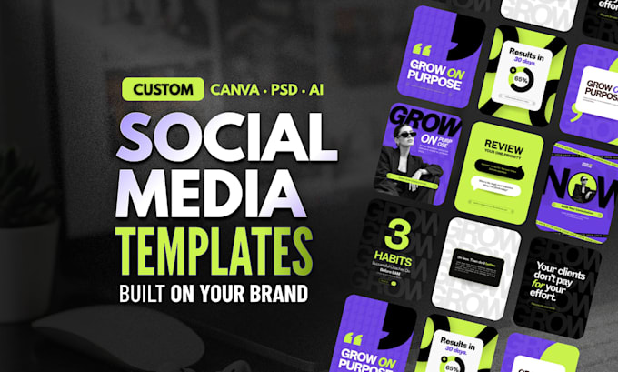 design custom social media templates in canva, PSD or ai
