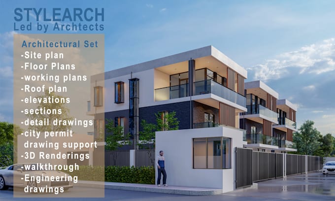 create complete architectural building plans city permit drawings, 3d renders
