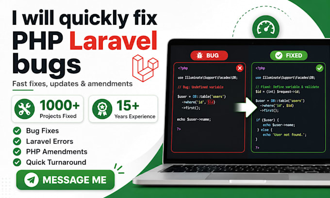 quickly fix bugs or amend your PHP laravel website