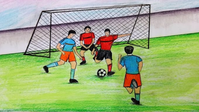 Football drawing by my painting by Redapple256 Fiverr