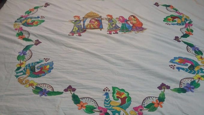 Design A Beautiful Handpainted Bedsheet Border Dress Suit Etc By