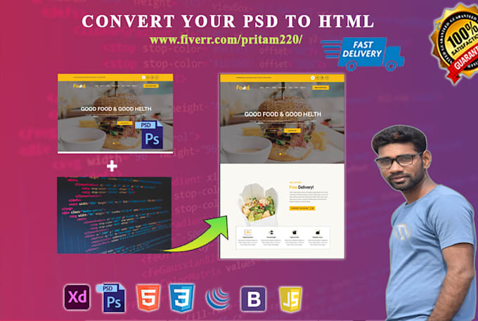 convert image to html, psd to html responsie website