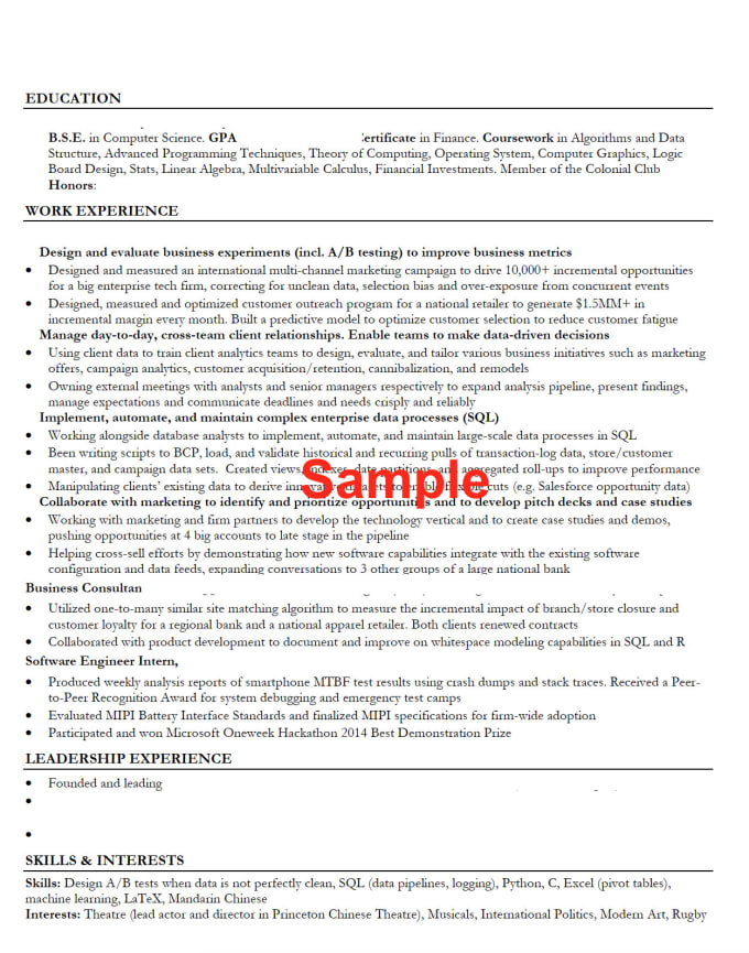 Cuffery I Will Critique Resumes For Data Scientist And Product Analyst Jobs For 100 On Fiverr Com