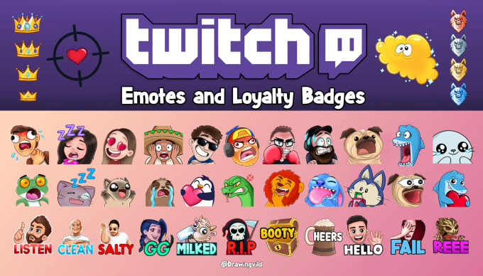 Draw Custom Twitch Emotes And Badges By Drawingvild Fiverr