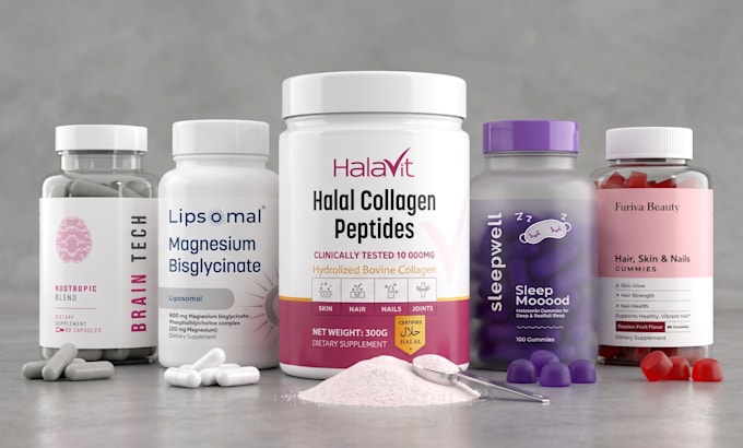 create label design, supplement label, product label, packaging design