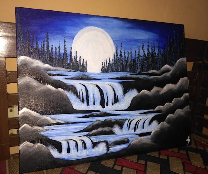 design beautiful moon river canvas painting