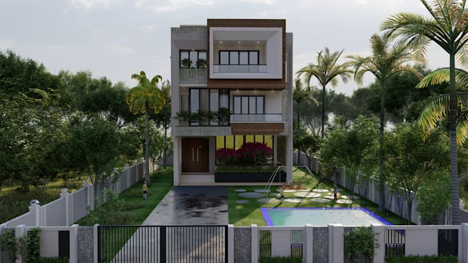 design realistic 3d house rendering and professional floor plan