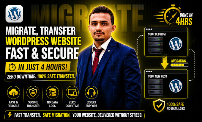 migrate, transfer wordpress website in 4 hours