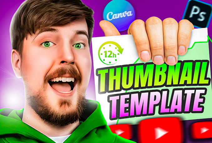 design eye catchy youtube thumbnail and template