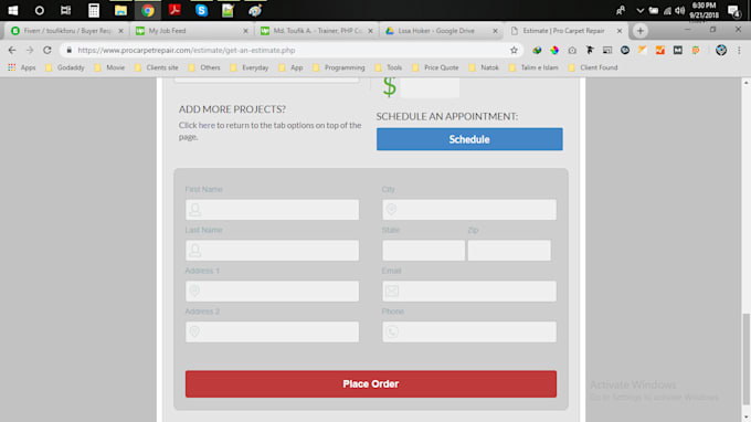 do html or php form or any order form