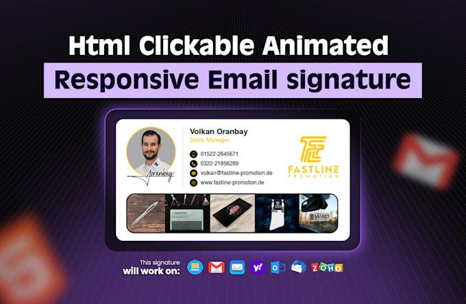 design a professional HTML clickable email signature for business branding