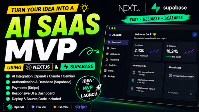 build an ai saas mvp using nextjs and supabase