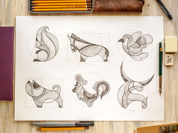 sketch 2 creative ideas for your logo