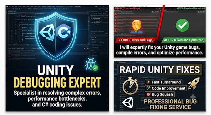 fix unity game bugs, errors, and optimize performance