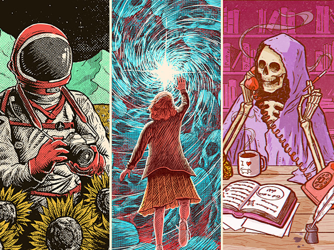 create detailed vintage style and line art illustrations