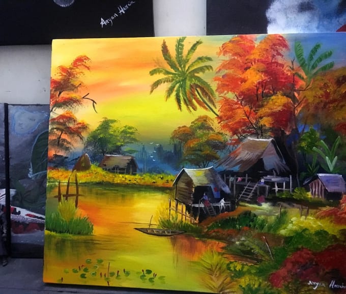 Canvas Acrylic Painting Scenery By Asifuralam