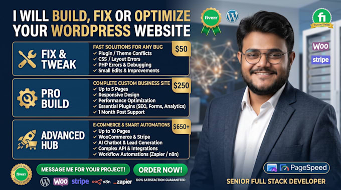build, fix, or optimize a high performing wordpress website