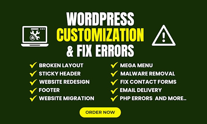 customize your wordpress website and fix wp issues