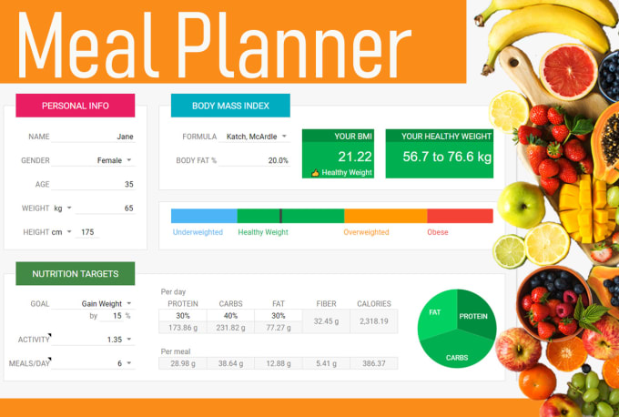 Hire a freelancer to send the meal planner spreadsheet