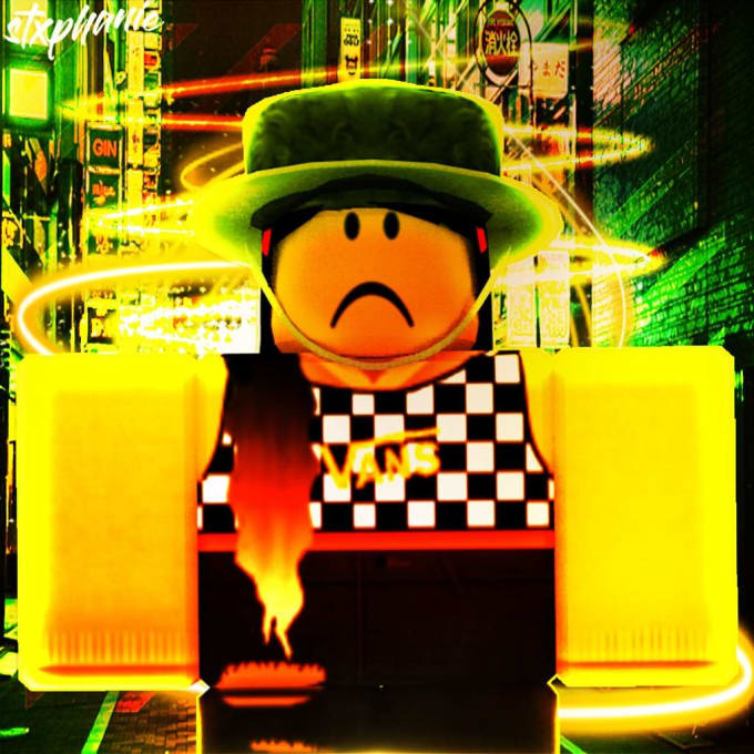 Do A Roblox Gfx For You By Vanillabeanz - roblox yellow and orange hat