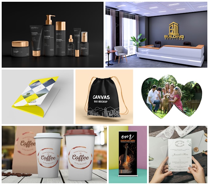 create realistic  smart object psd mockup templates