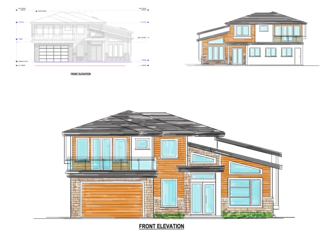 Do Elevation Sketch Colour Rendering By Arischprt Building illustration house illustration graphic illustration house sketch house drawing little houses doodle art cute art art sketches. do elevation sketch colour rendering by