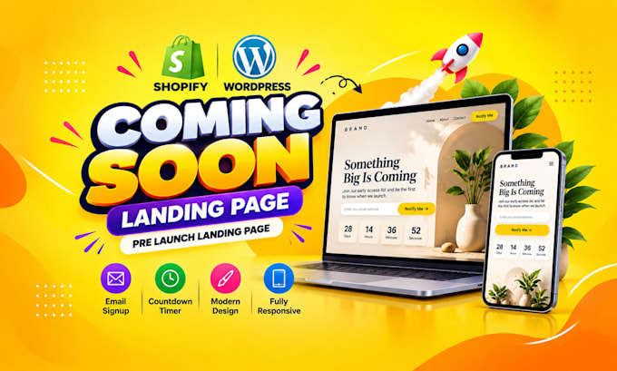 design shopify coming soon page, password page or pre launch landing page