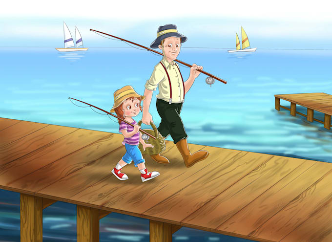 create children picture book and story book illustration, book cover design