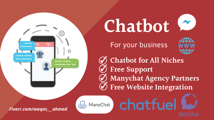 Hire a freelancer to create chatbot for facebook messenger, website, amazon using manychat, chatfuel