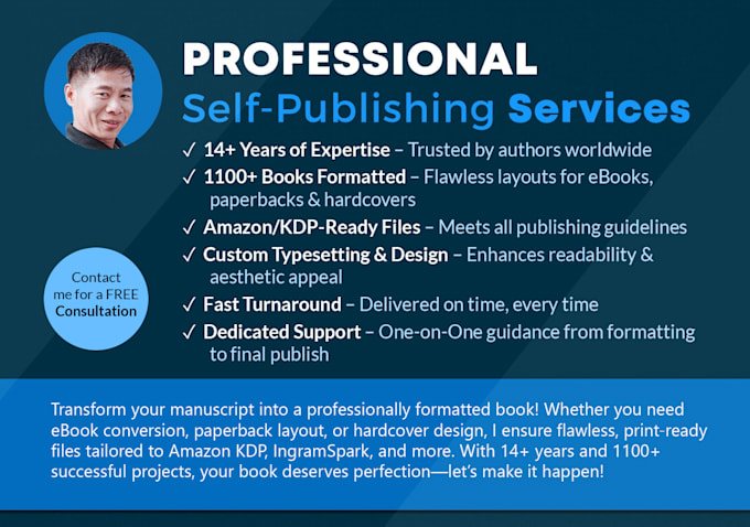 professionally help you with self publishing your book in print and ebook