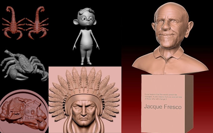 do 3d modeling,digital sculpting,characters, sculptures