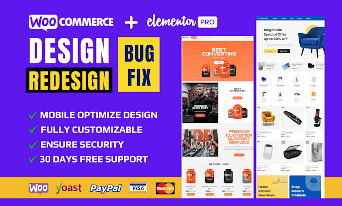 build or redesign woocommerce website and wordpress ecommerce online store