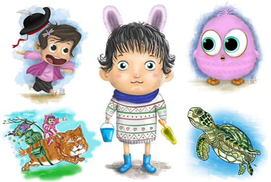 draw illustration for books, caricature, double exposure