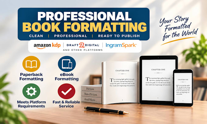 format your book for KDP, draft2digital, and ingramspark
