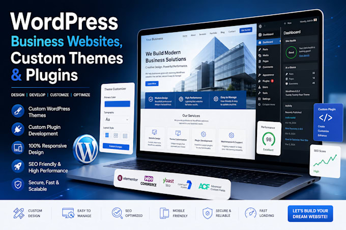 wordpress business website, custom theme and plugin development
