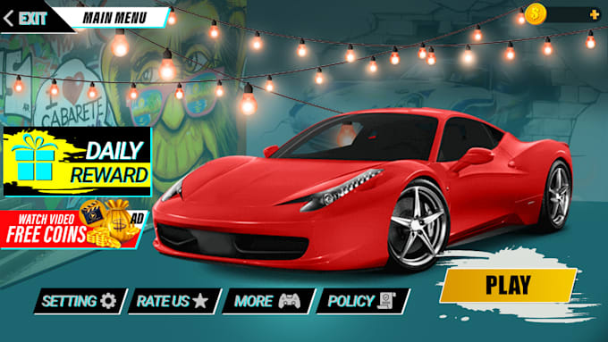 do creative ui ux 2d game graphics and 3d game ui design