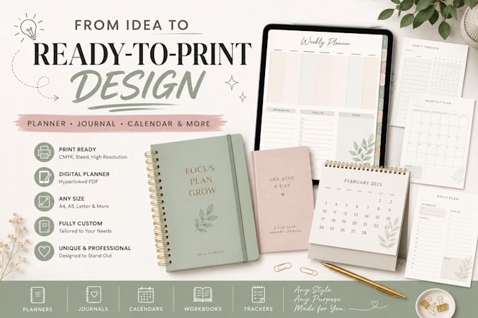 do planner or journal design or digital planner or calendar