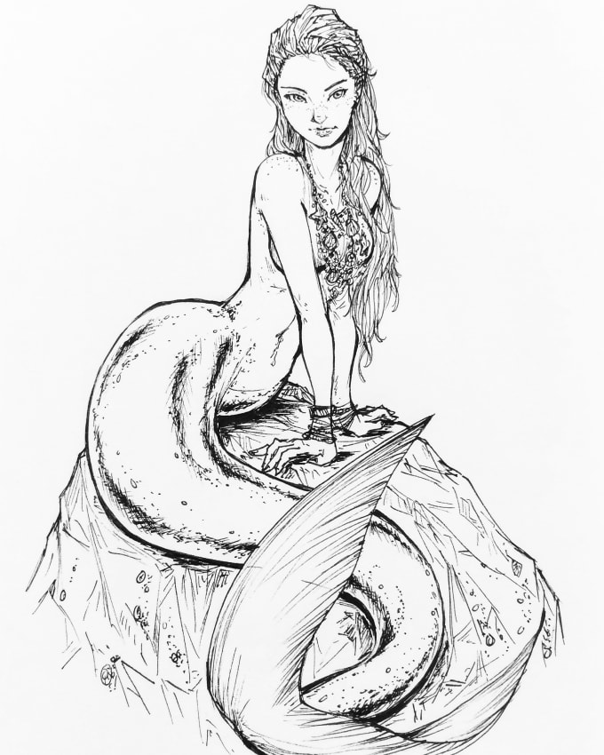 Draw A Beautiful Mermaid For You By Tchen