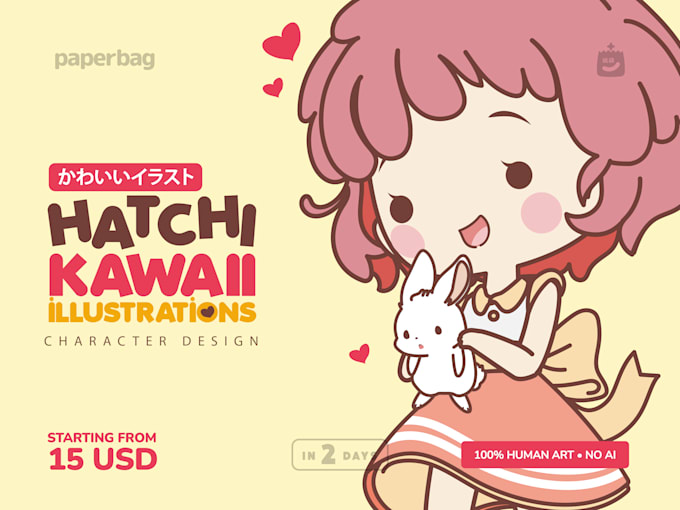 draw custom cute kawaii chibi illustration, character design or mascot