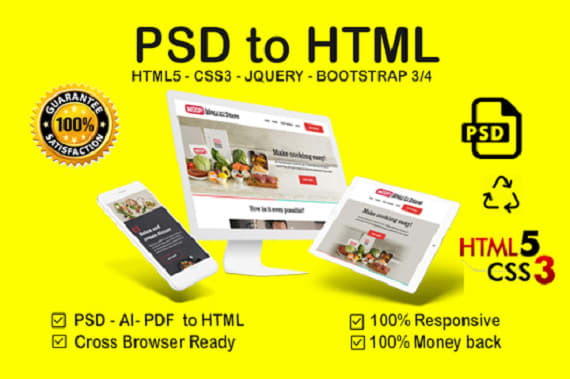 Convert psd to responsive layout using bootstrap 3 and 4 by ...