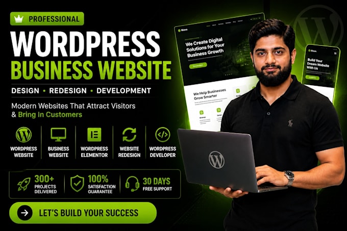 design, redesign and develop a professional wordpress business website