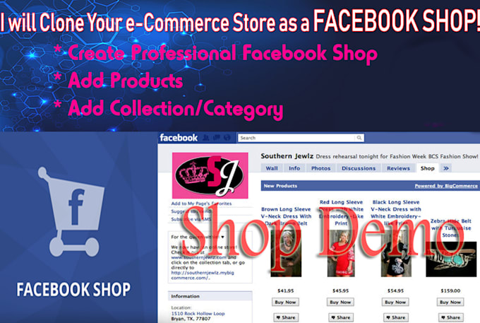 open facebook store page shop and add product