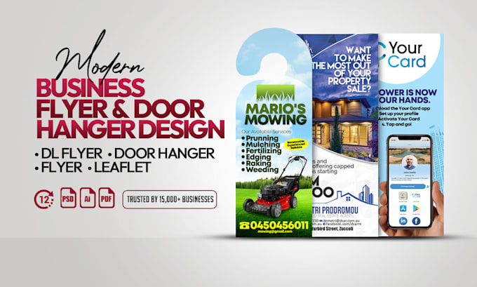 design a modern business flyer, leaflet, dl flyer and door hanger