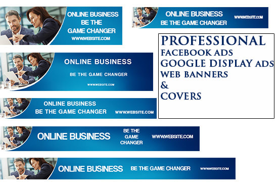 design unique facebook ads, web banners, google ads, covers