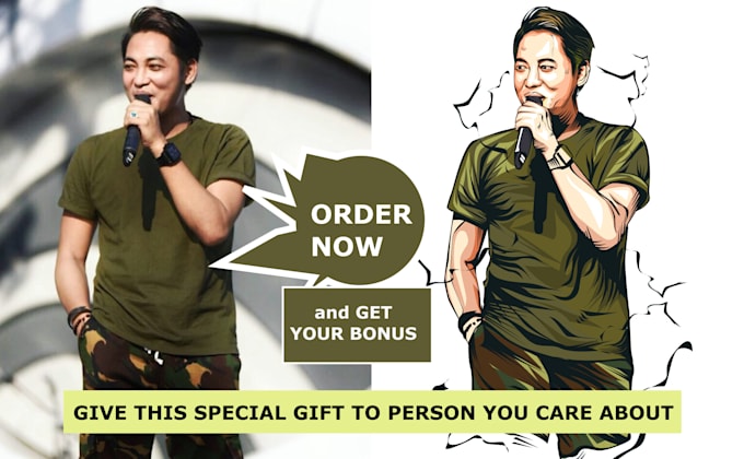 draw stunning illustration cartoon for a birthday present