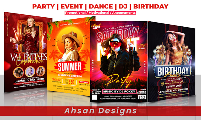 design modern party club event birthday christmas church food sports flyer epk