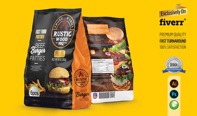 create pouch packaging, pouch design, food bag design, source files, 3d mockup