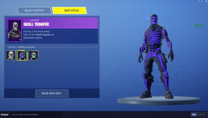 hi i will use purple skull trooper in fortnite battle royale